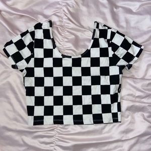 Black and white checkered crop top